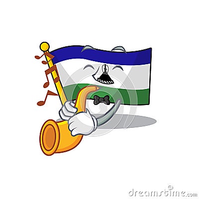 With trumpet flag lesotho isolated in the character Vector Illustration