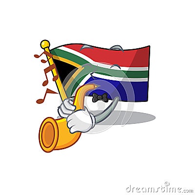 With trumpet flag south africa isolated with mascot Vector Illustration