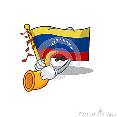 With trumpet flag venezuela isolated with the cartoon Vector Illustration