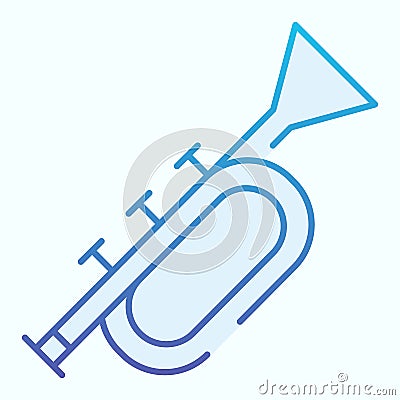 Trumpet flat icon. Bugle vector illustration isolated on white. Musical wind instrument gradient style design, designed Vector Illustration