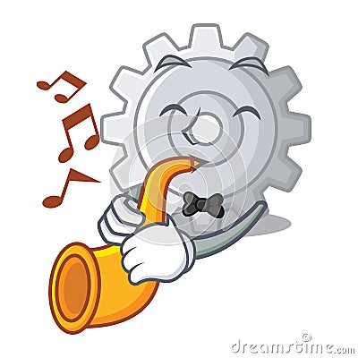 With trumpet gear settings mechanism on mascot shape Vector Illustration
