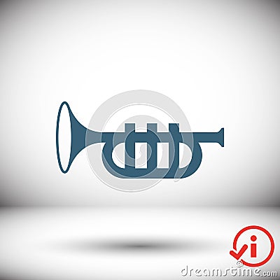 Trumpet icon stock vector illustration flat design Vector Illustration