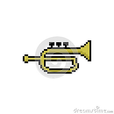 Trumpet instrument pixel art design vector Vector Illustration