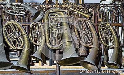 Trumpet, musical instruments Stock Photo