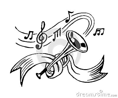 Trumpet and notes Vector Illustration