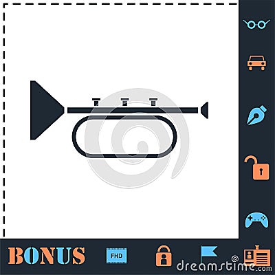 Trumpet icon flat Vector Illustration