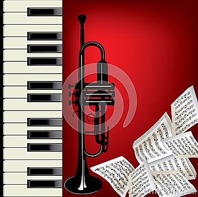 Trumpet and piano Vector Illustration