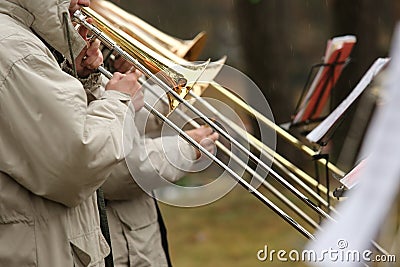 Trumpet play ttrombone Editorial Stock Photo