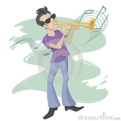 Trumpet player Vector Illustration