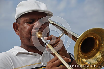 Trumpet player on malecon havana cuba Editorial Stock Photo