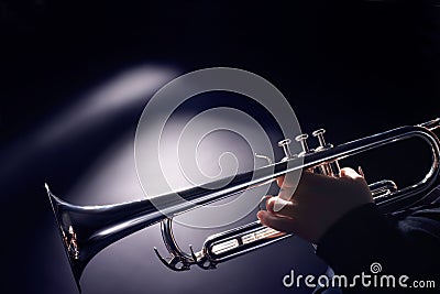 Trumpeter playing jazz trumpet player Stock Photo