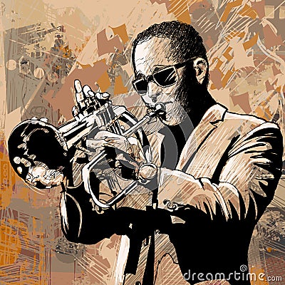 Trumpet player Vector Illustration