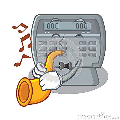 With trumpet security alarm sticks on character wall Vector Illustration