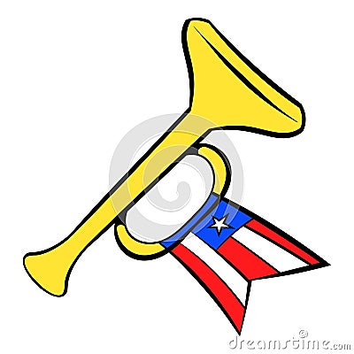 Trumpet with USA flag icon cartoon Vector Illustration