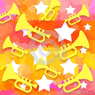 Trumpets stars background Stock Photo