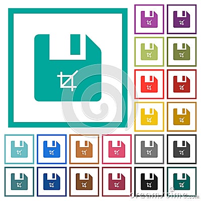 Truncate file flat color icons with quadrant frames Stock Photo
