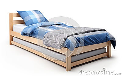 Trundle Bed Alone on a White Background on Transparent Background. Generative AI Stock Photo