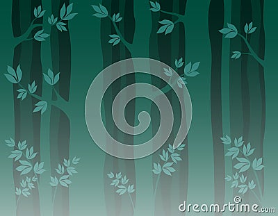 Trunks of trees with branches and leaves Vector Illustration