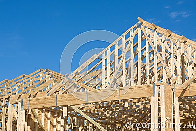 Truss Roof Construction Stock Photo