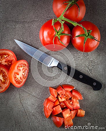 Truss tomatoes top view Stock Photo