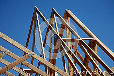 Trusses - New Home Construction Stock Photo