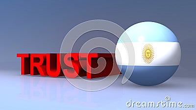 Trust with argentina flag on blue Stock Photo