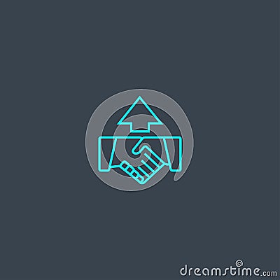 Trust building concept blue line icon Vector Illustration