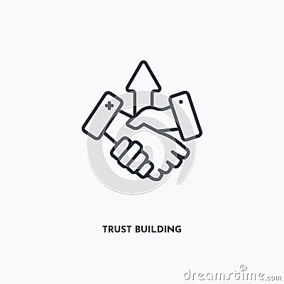 Trust building outline icon. Simple linear element illustration. Isolated line trust building icon on white background. Thin Vector Illustration
