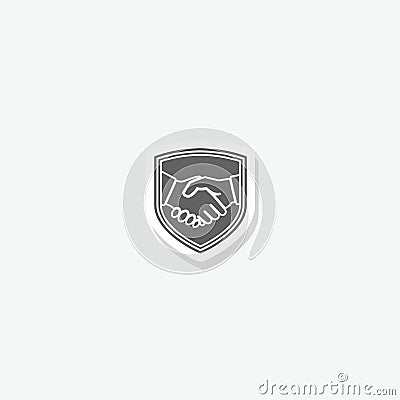 Trust icon Handshake icon with shield sticker isolated on gray background Vector Illustration