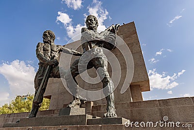 Trust Monument Guven Aniti in Guvenpark, Ankara. Bronze sculptures at Guven Park in Kizilay Square Editorial Stock Photo