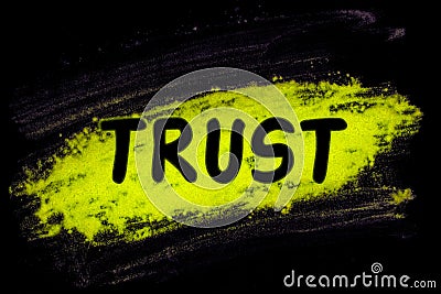 Trust word with glow powder Stock Photo