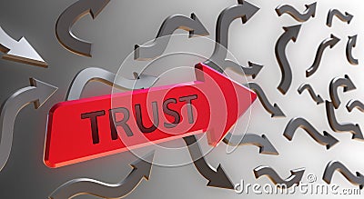 Trust Word On Red Arrow Stock Photo