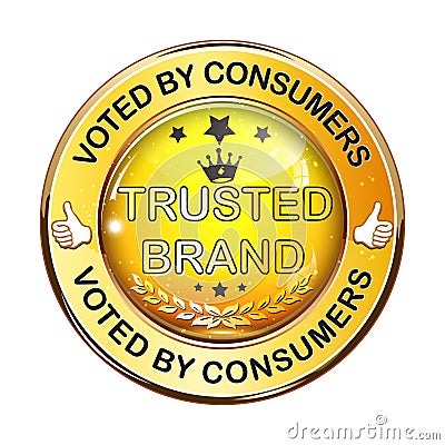 Trusted Brand. Best seller - shiny icon / label / badge. Stock Photo