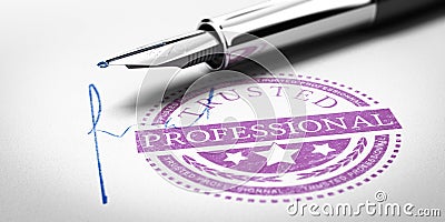 Trusted Professional Stamp Cartoon Illustration