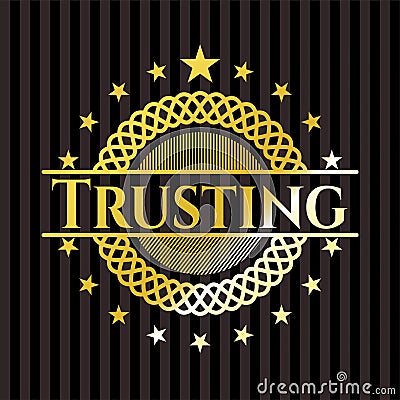 Trusting gold badge. Vector Illustration. Detailed. EPS10 Vector Illustration