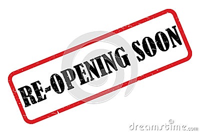 Re-opening soon heading Stock Photo