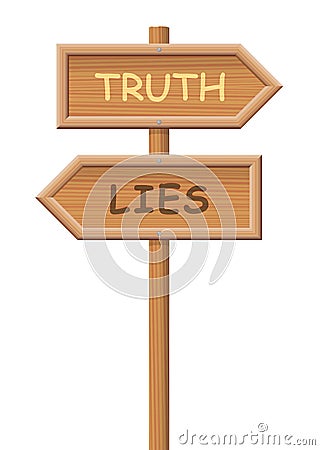 Truth Lies Fake Signpost Vector Illustration