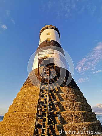 Trwyn Du lighthouse Stock Photo