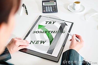 Try something new concept on a clipboard Stock Photo