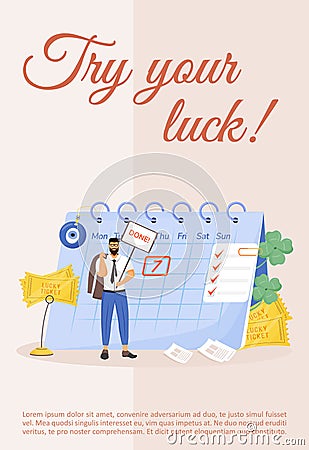 Try your luck poster flat vector template Vector Illustration