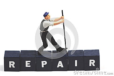 Trying to fix it Stock Photo