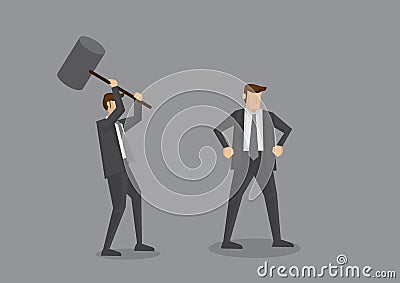 Trying to Kill with Mallet Concept Cartoon Vector Illustration Vector Illustration