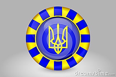 Tryzub. Trident. National Symbols of Ukraine. Glass Round Vector Vector Illustration