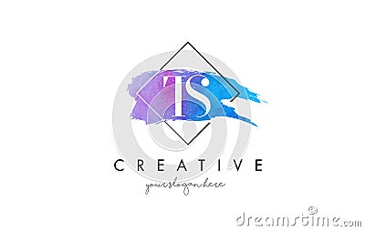 TS Artistic Watercolor Letter Brush Logo. Vector Illustration