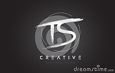 TS Brush Letter Logo Design. Artistic Handwritten Letters Logo C Vector Illustration