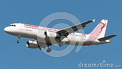 TS-ITD, Tunisair Aircraft, Airbus A320-214 Editorial Stock Photo