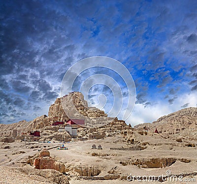 Tsaparang, the ruins of the ancient capital of Guge Kingdom and Stock Photo