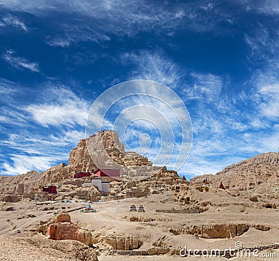 Tsaparang, the ruins of the ancient capital of Guge Kingdom and Stock Photo