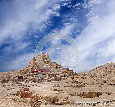 Tsaparang, the ruins of the ancient capital of Guge Kingdom and Stock Photo