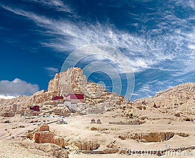 Tsaparang, the ruins of the ancient capital of Guge Kingdom and Stock Photo